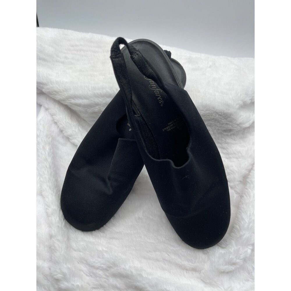 Vintage Fanfares Black SquareToe Slingback Pumps Size 8 - Picture 8 of 10